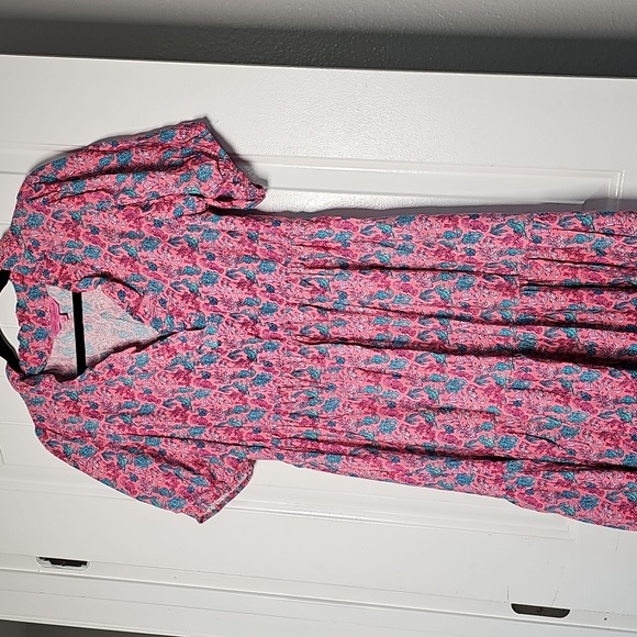 Simply Southernsm  Pink and Blue Ocean Seahorse Pattern Maxi Dress - Picture 1 of 14